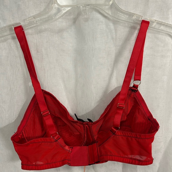 Bettie Page Red Lace Bra & Brief Set - Picture 4 of 10